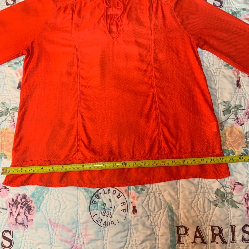 Lucky Brand Boho Tie Neck Knit Peasant Blouse - Picture 5 of 8